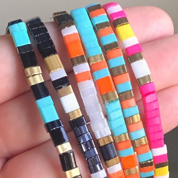 Handmade Friendship Miyuki Tila Glass Beaded Elastic Stretch Bracelets 6 Styles - Picture 2 of 14